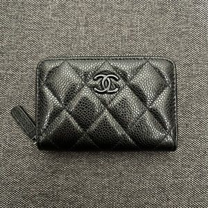 Chanel So Black Caviar Zip Coin Purse